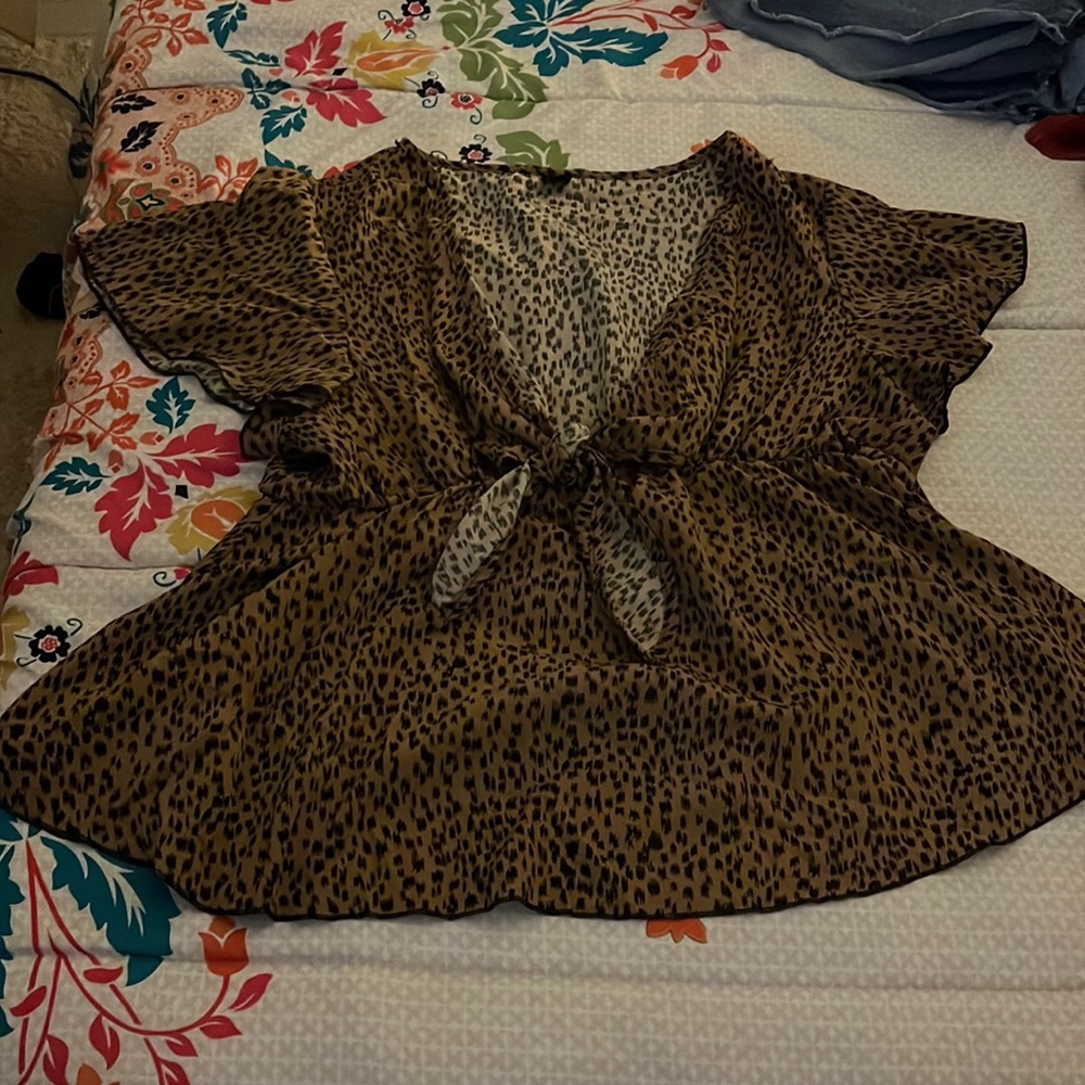 Cheetah print dress shirt size 2x